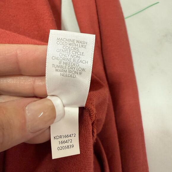 Pure Jill Tie Waist Maxi Dress L Petite Rust Affinity French Terry Side Slit NEW - Picture 11 of 12